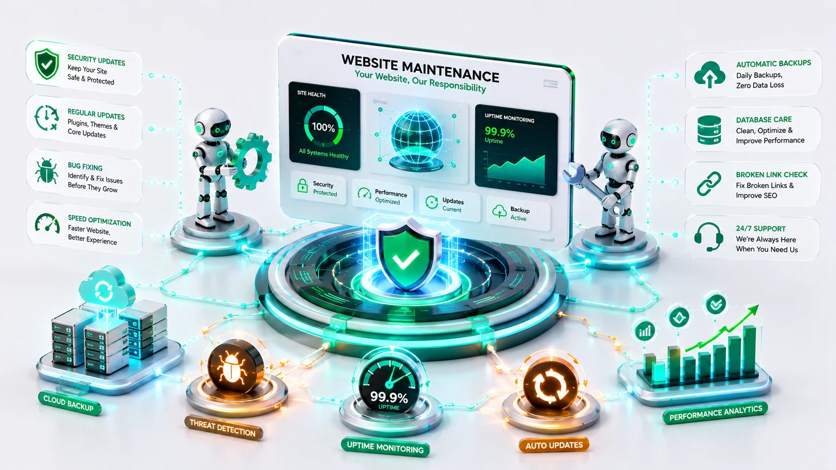 Website maintenance services keeping business websites secure, fast, updated, and optimized for performance and reliability.